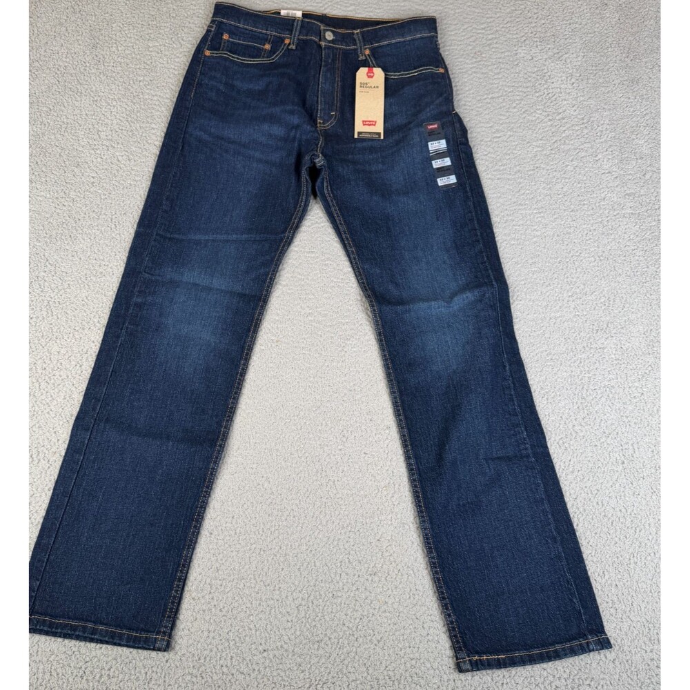 LEVI'S  505 Jeans Men 33x32 Blue Dark Wash Stretch Eco Ease Streetwear Western